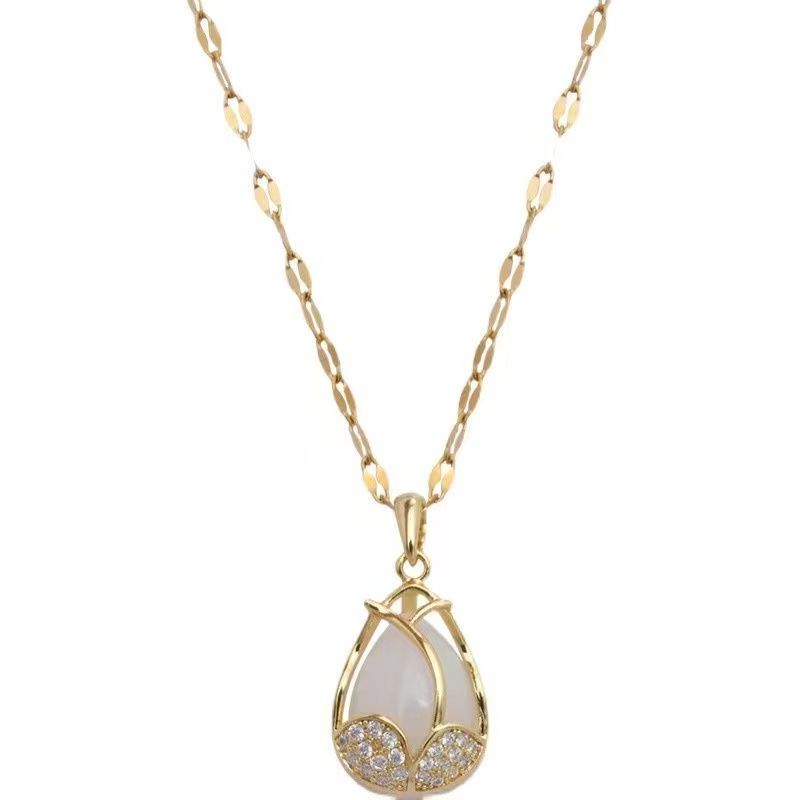 Exquisite tulip gold necklace-精致郁金香K金项链