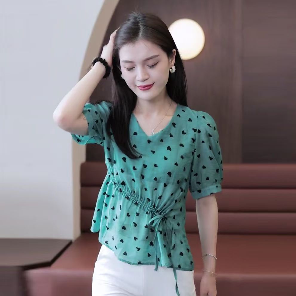 Chiffon top + wide-leg pants set