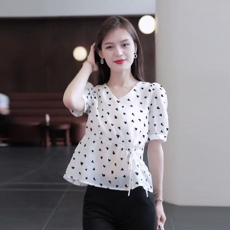 Chiffon top + wide-leg pants set
