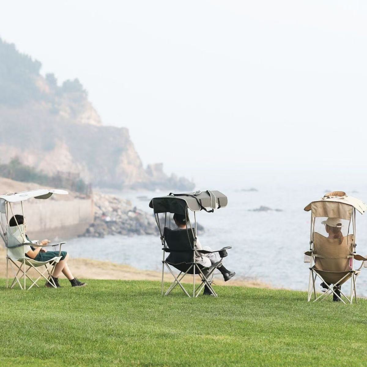 Double sun protection camping chair