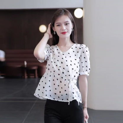 Chiffon top + wide-leg pants set