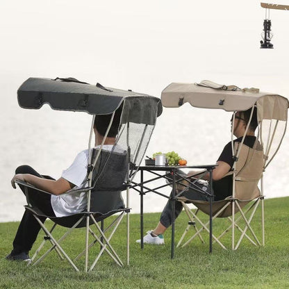 Double sun protection camping chair